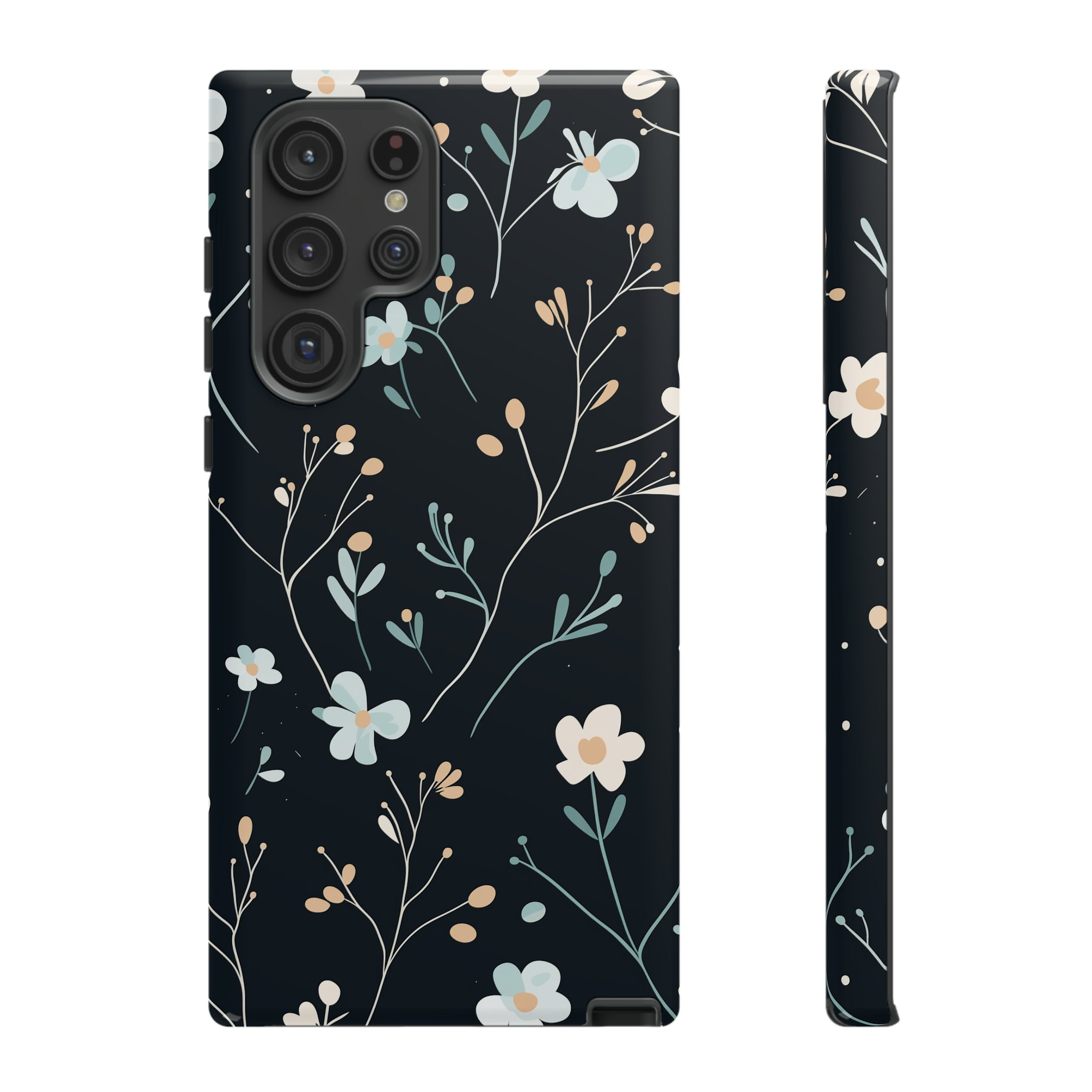 Baby Blue On Black - Flowers