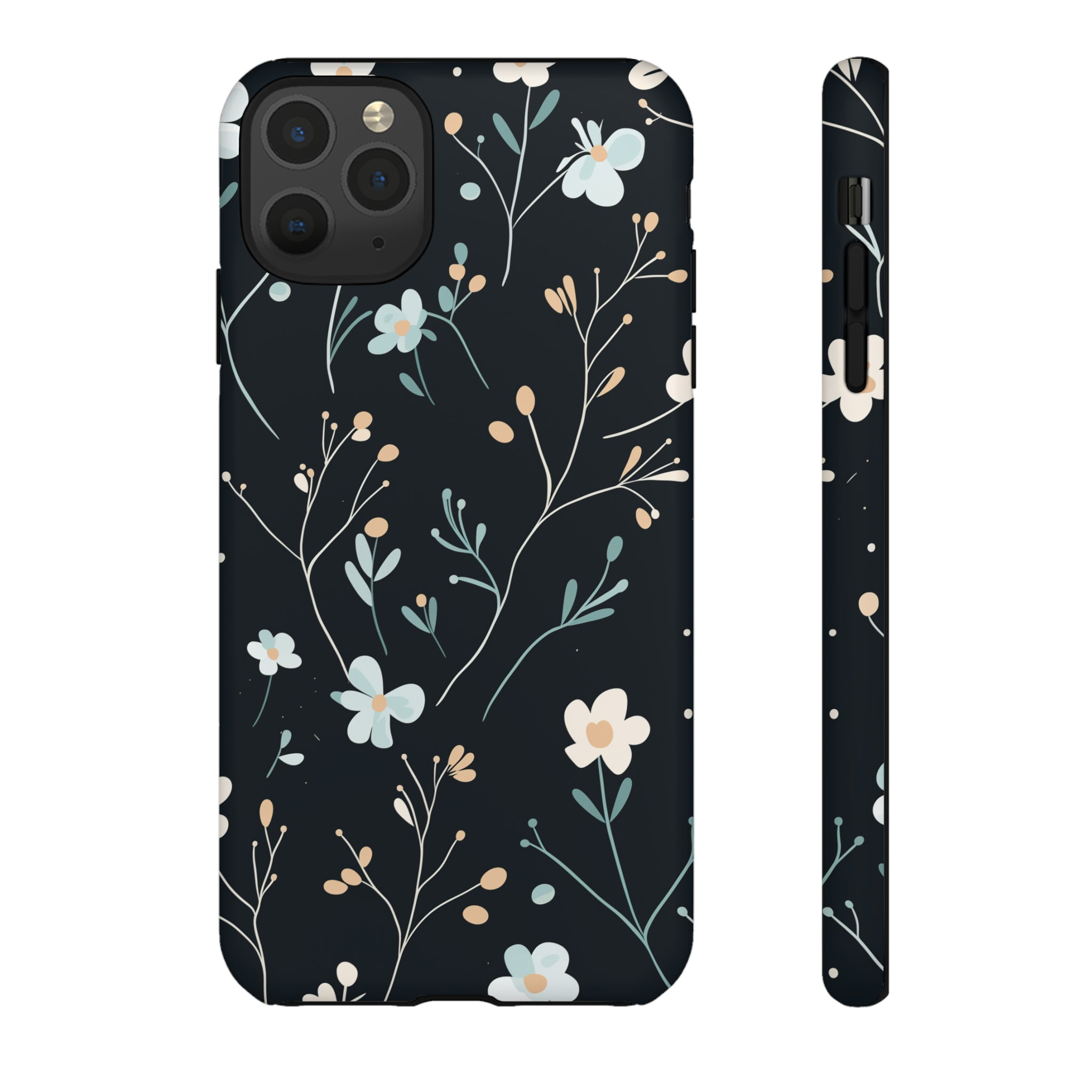 Baby Blue On Black - Flowers