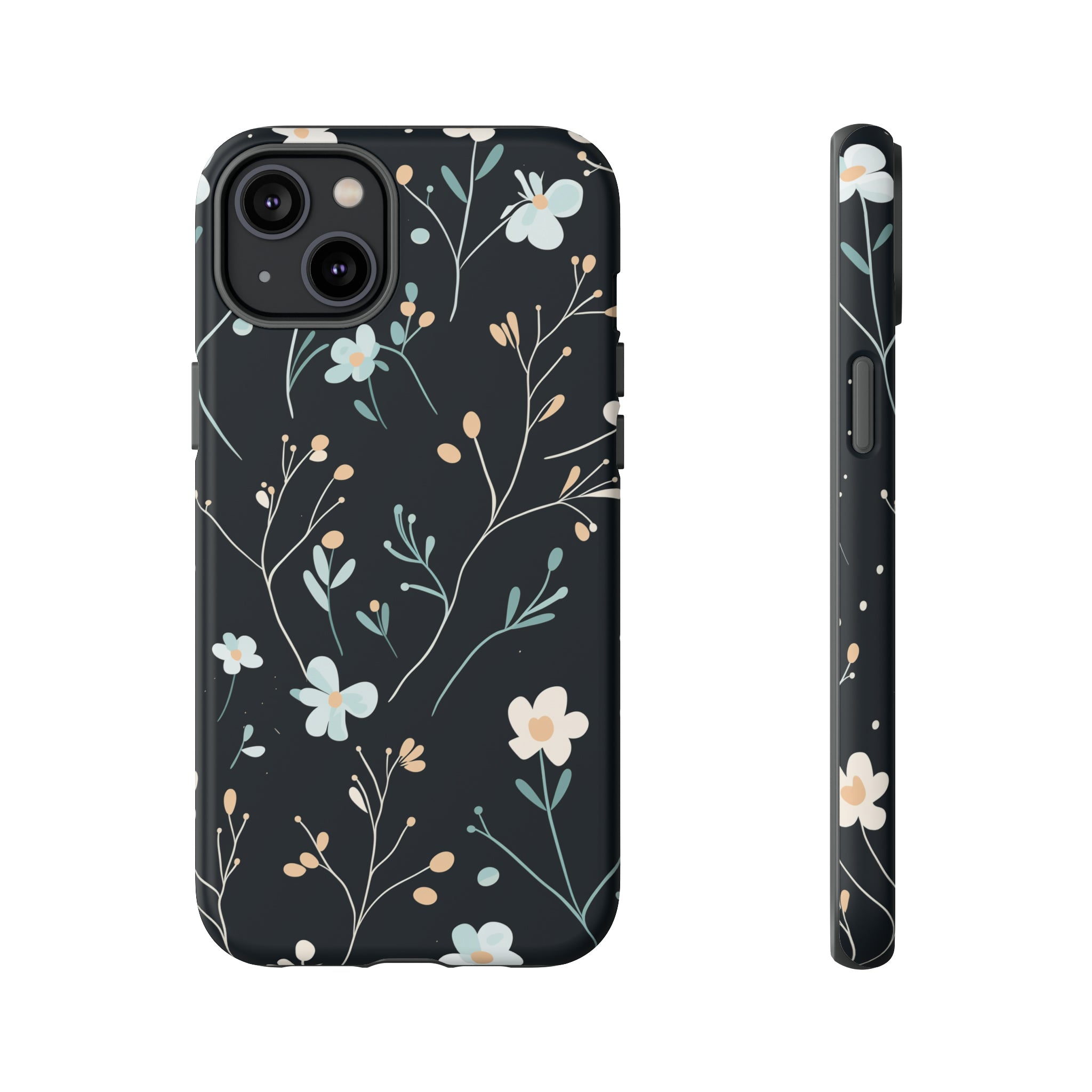 Baby Blue On Black - Flowers