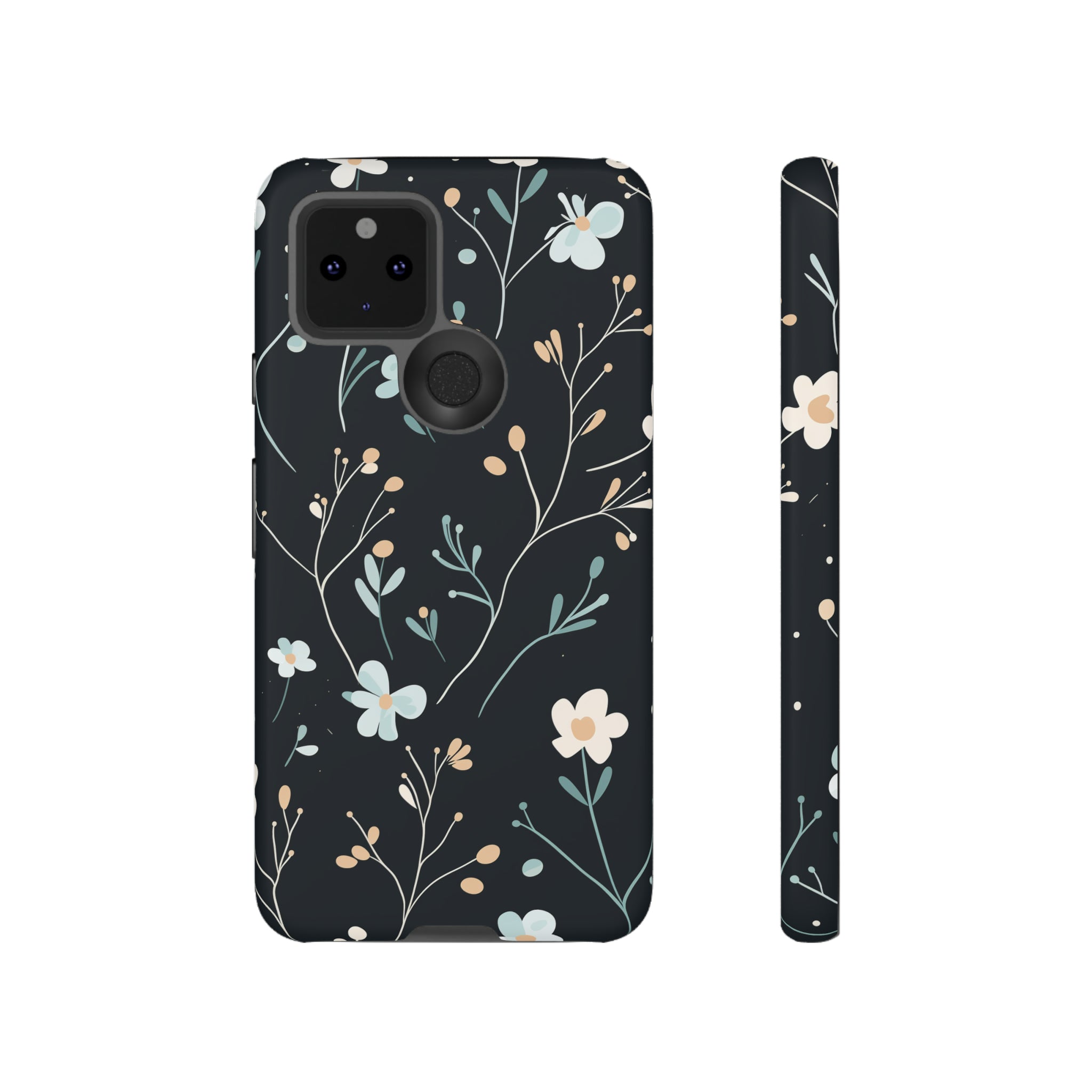 Baby Blue On Black - Flowers