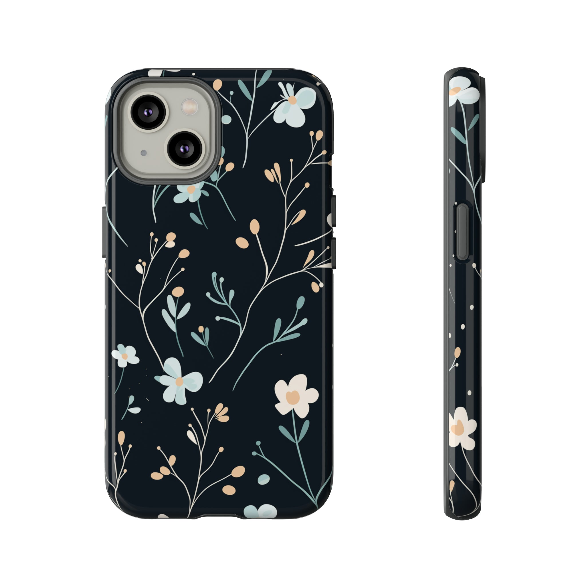 Baby Blue On Black - Flowers