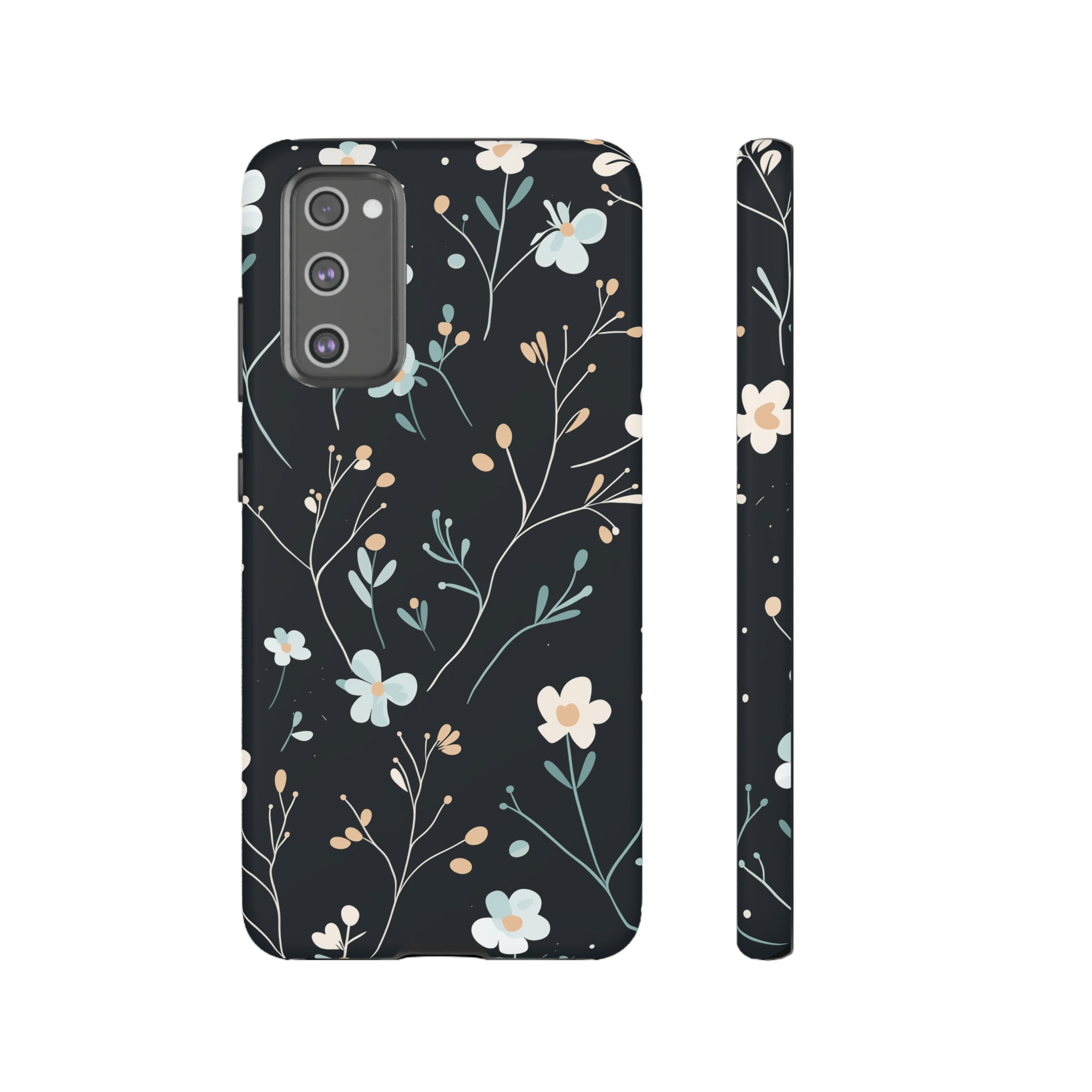 Baby Blue On Black - Flowers