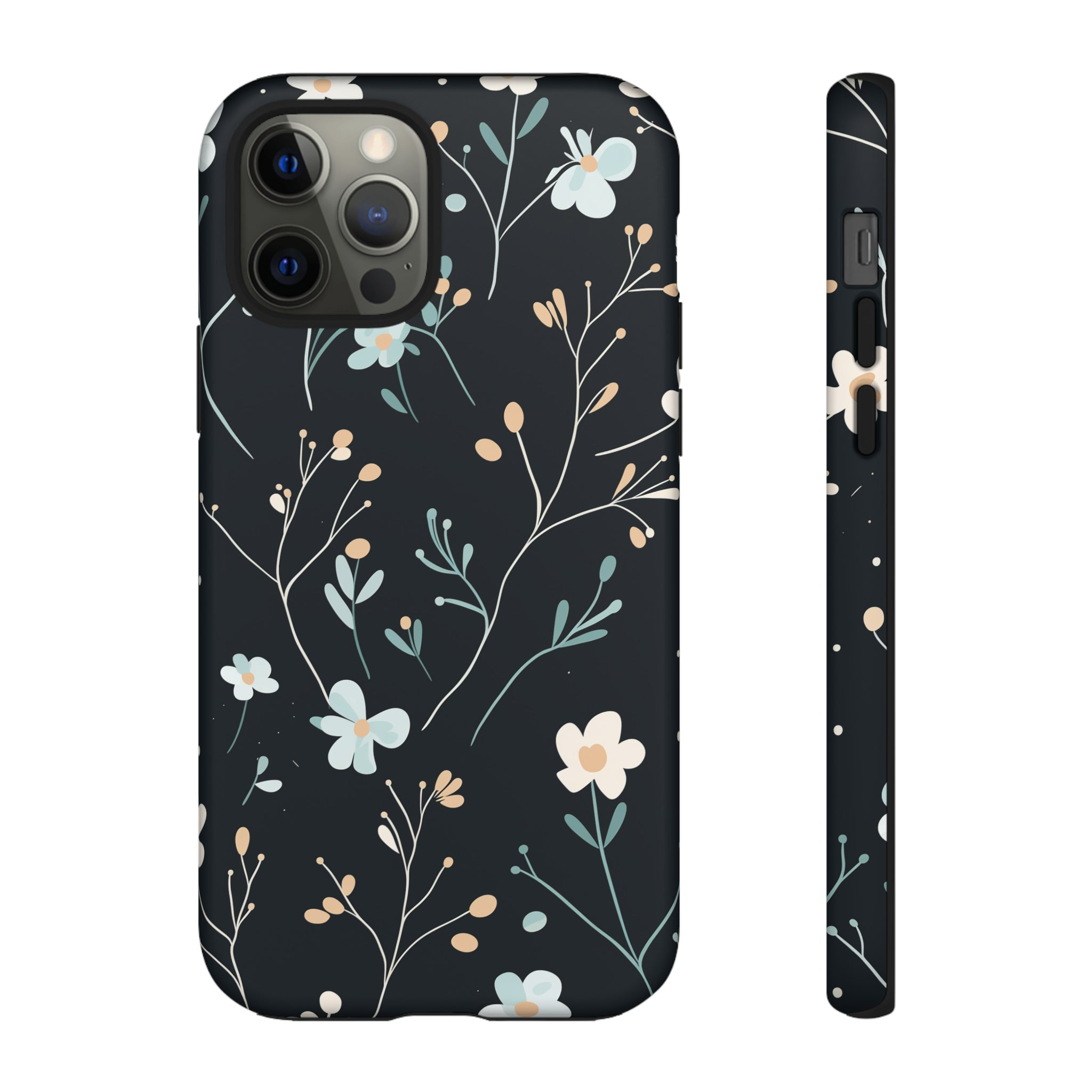 Baby Blue On Black - Flowers