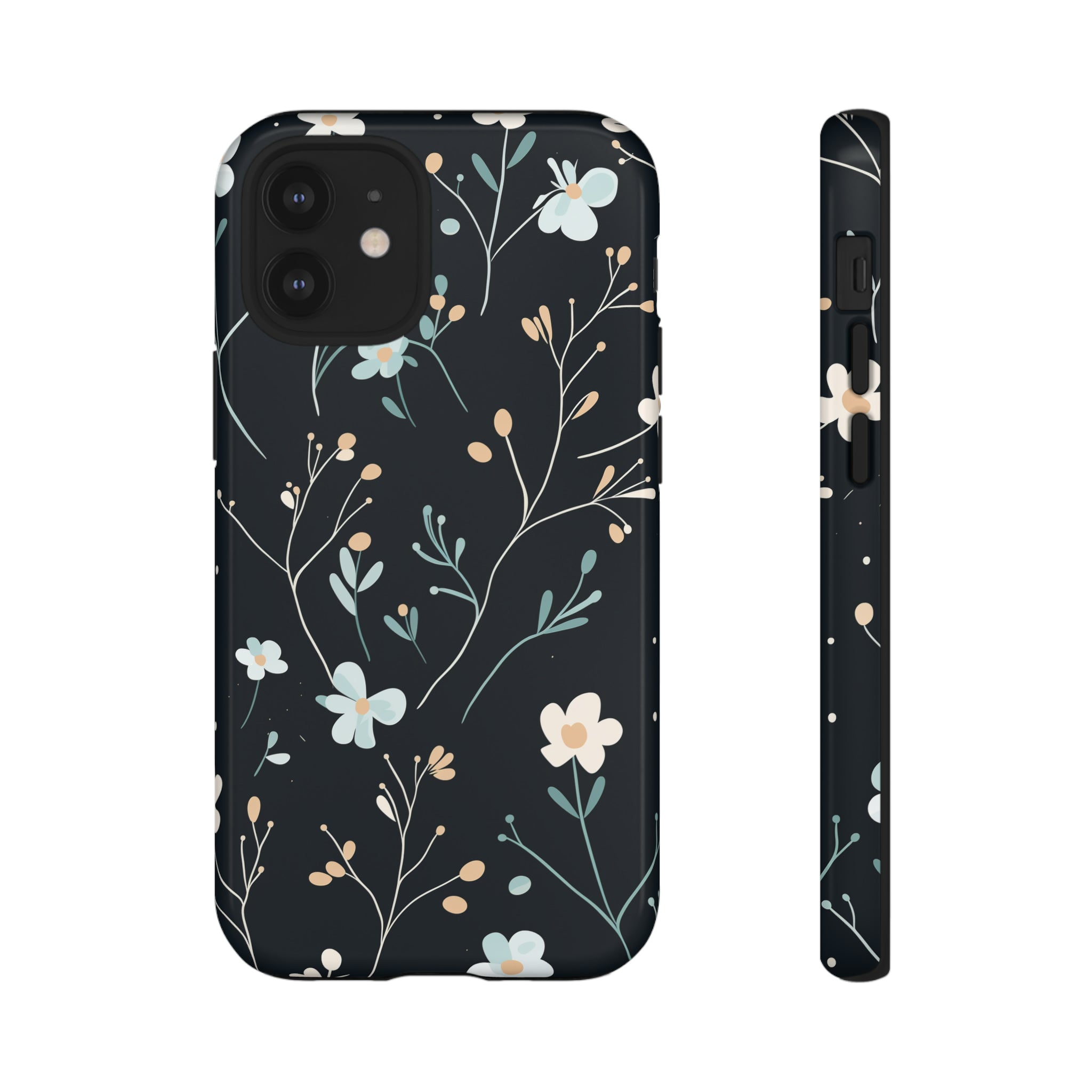 Baby Blue On Black - Flowers