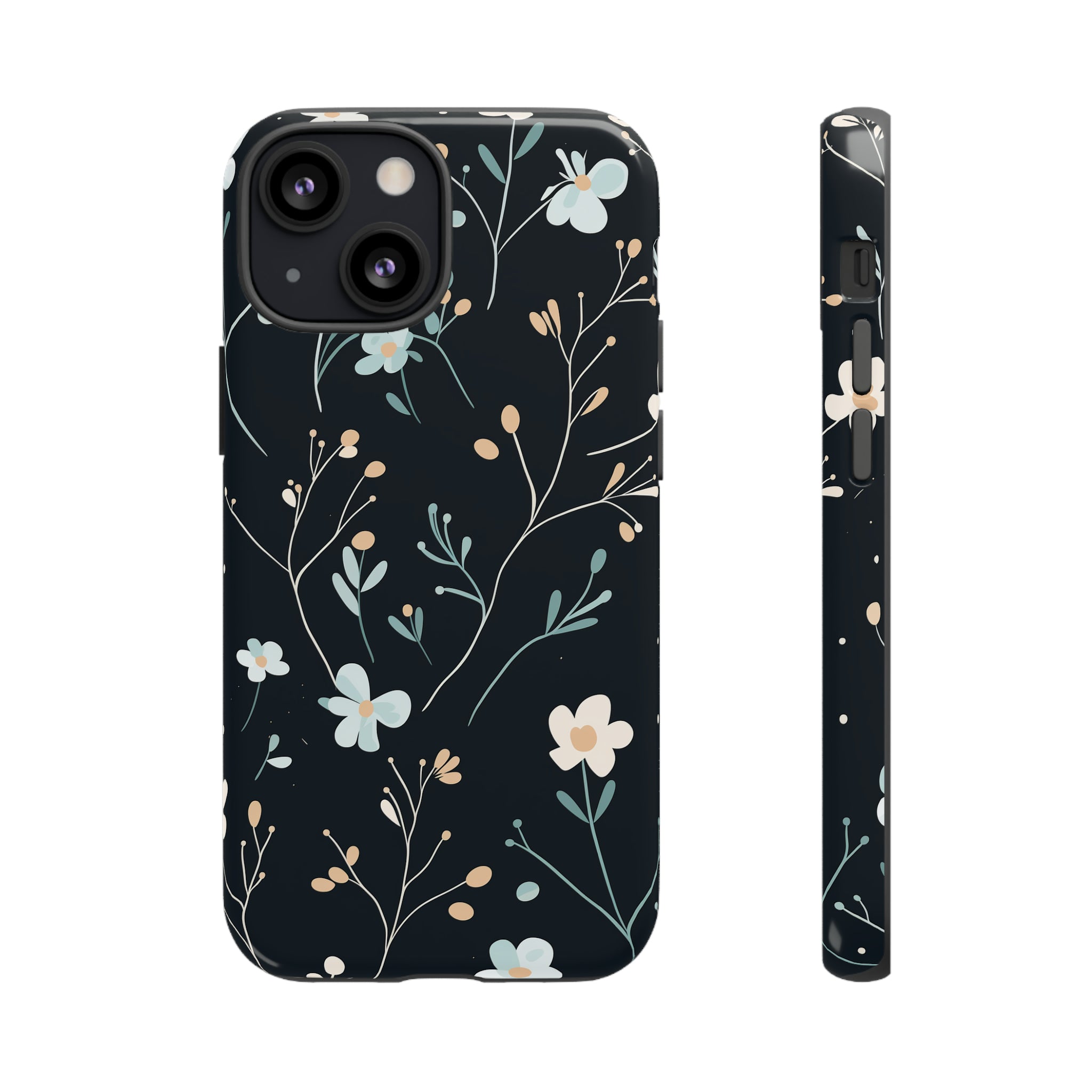 Baby Blue On Black - Flowers