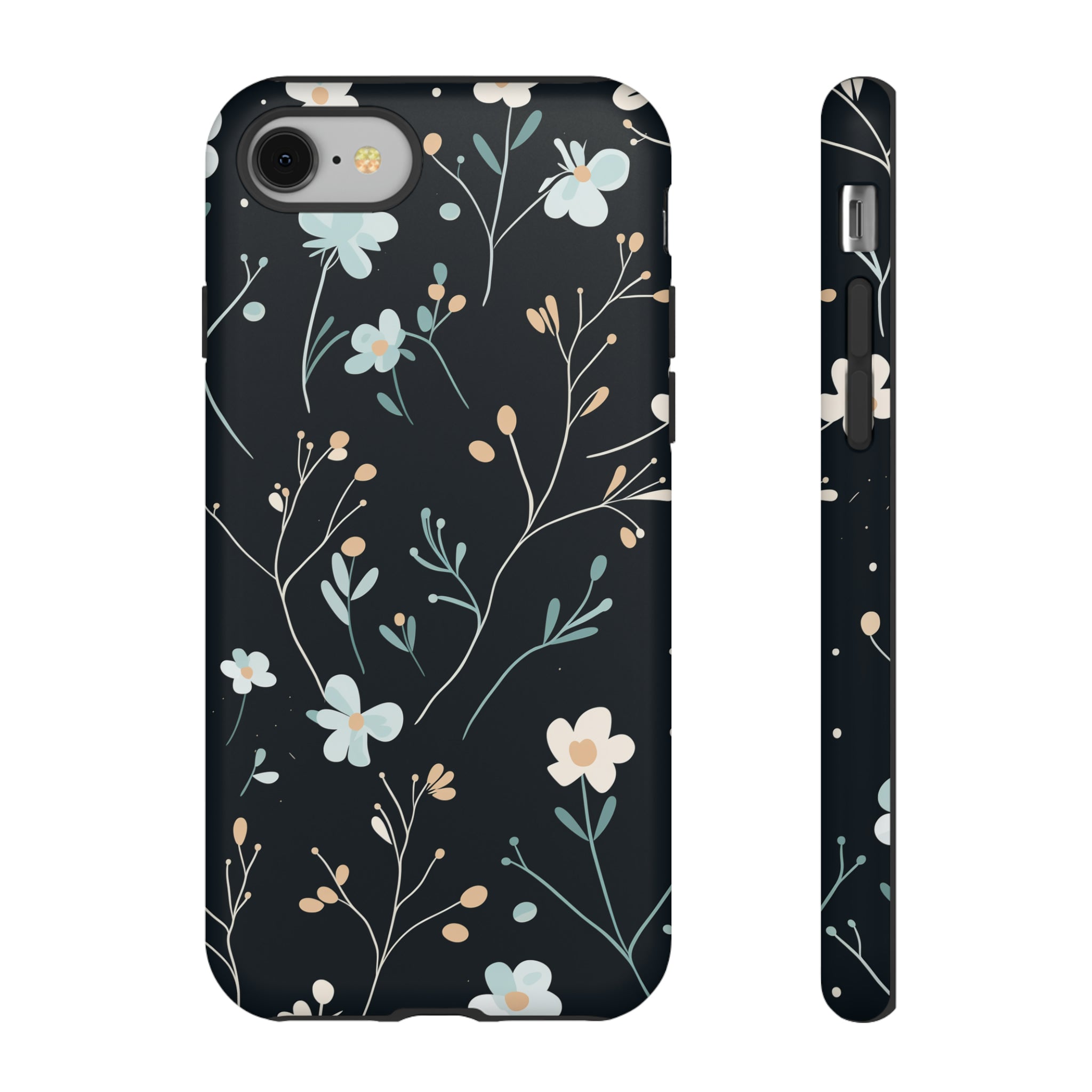 Baby Blue On Black - Flowers