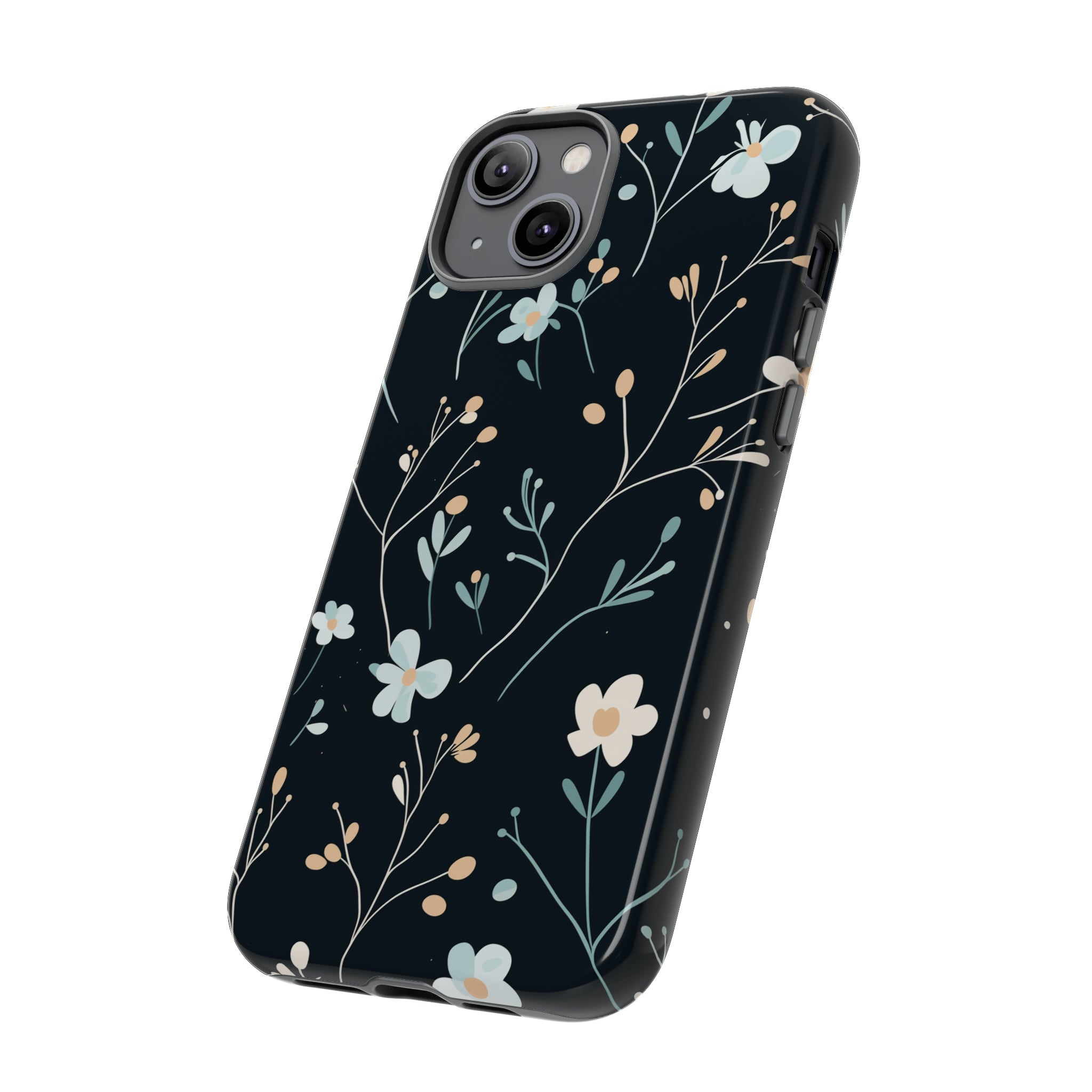 Baby Blue On Black - Flowers