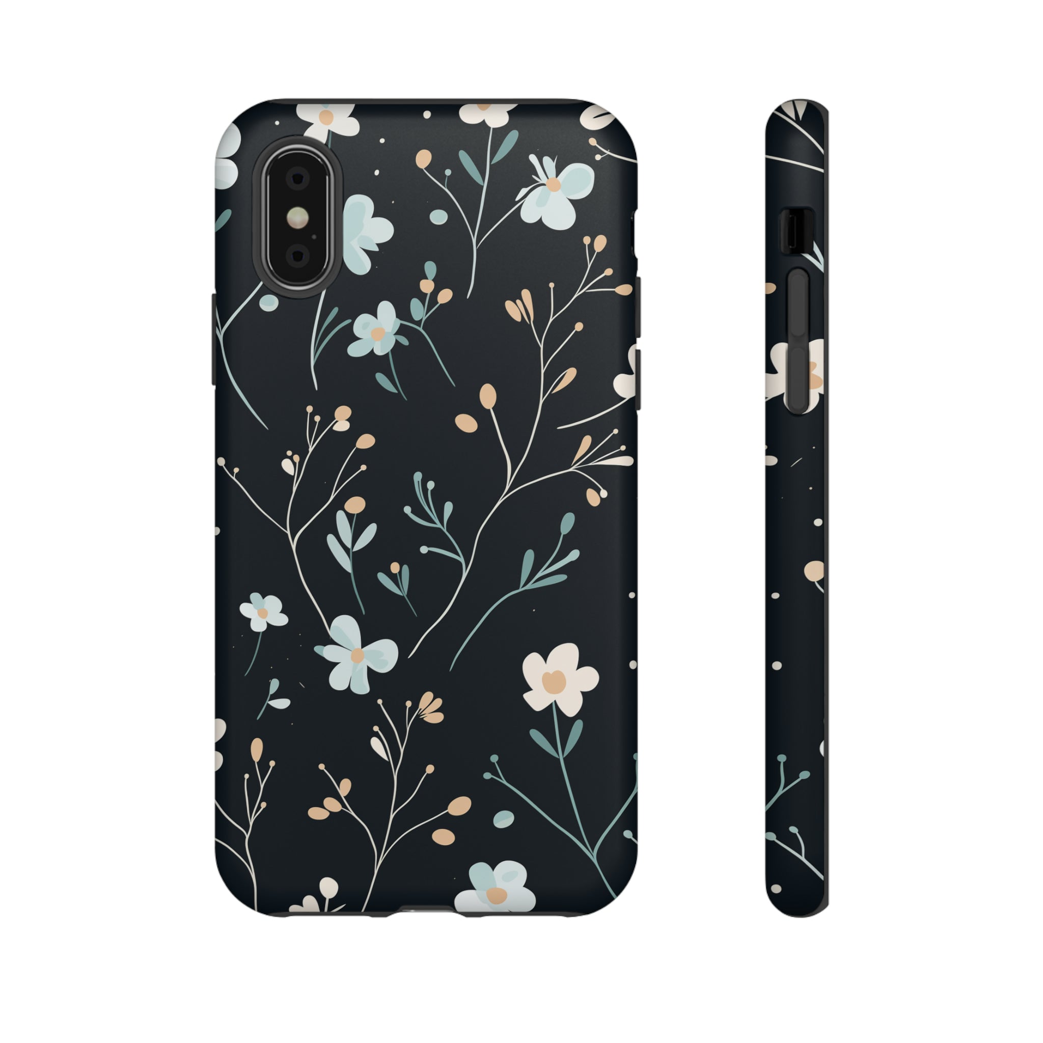 Baby Blue On Black - Flowers