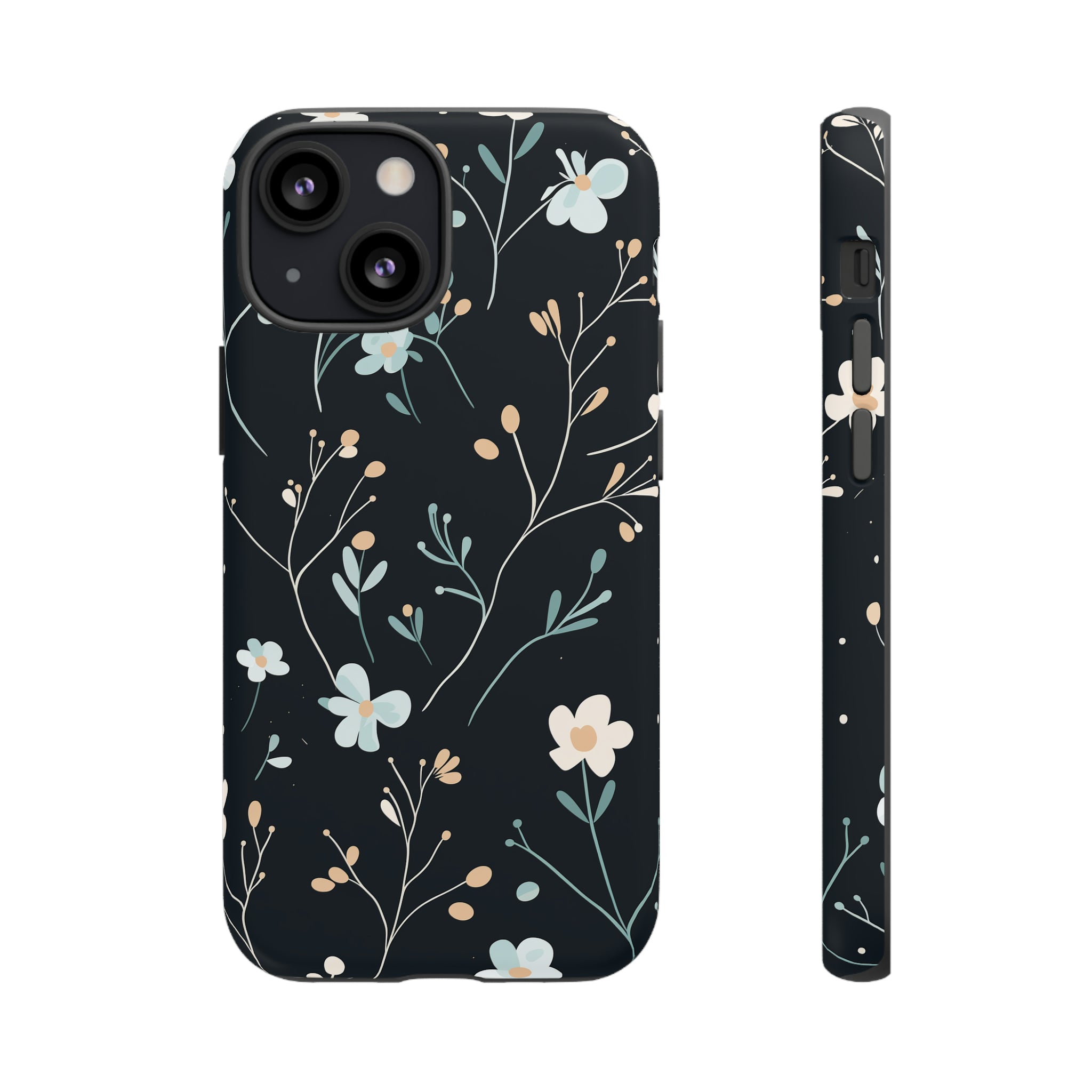 Baby Blue On Black - Flowers