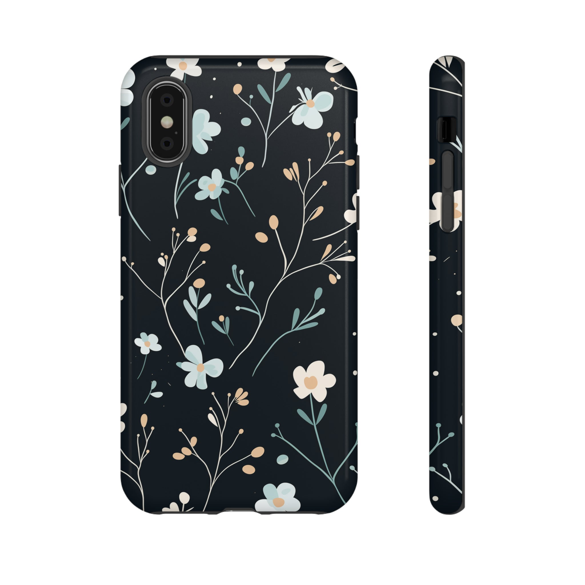 Baby Blue On Black - Flowers