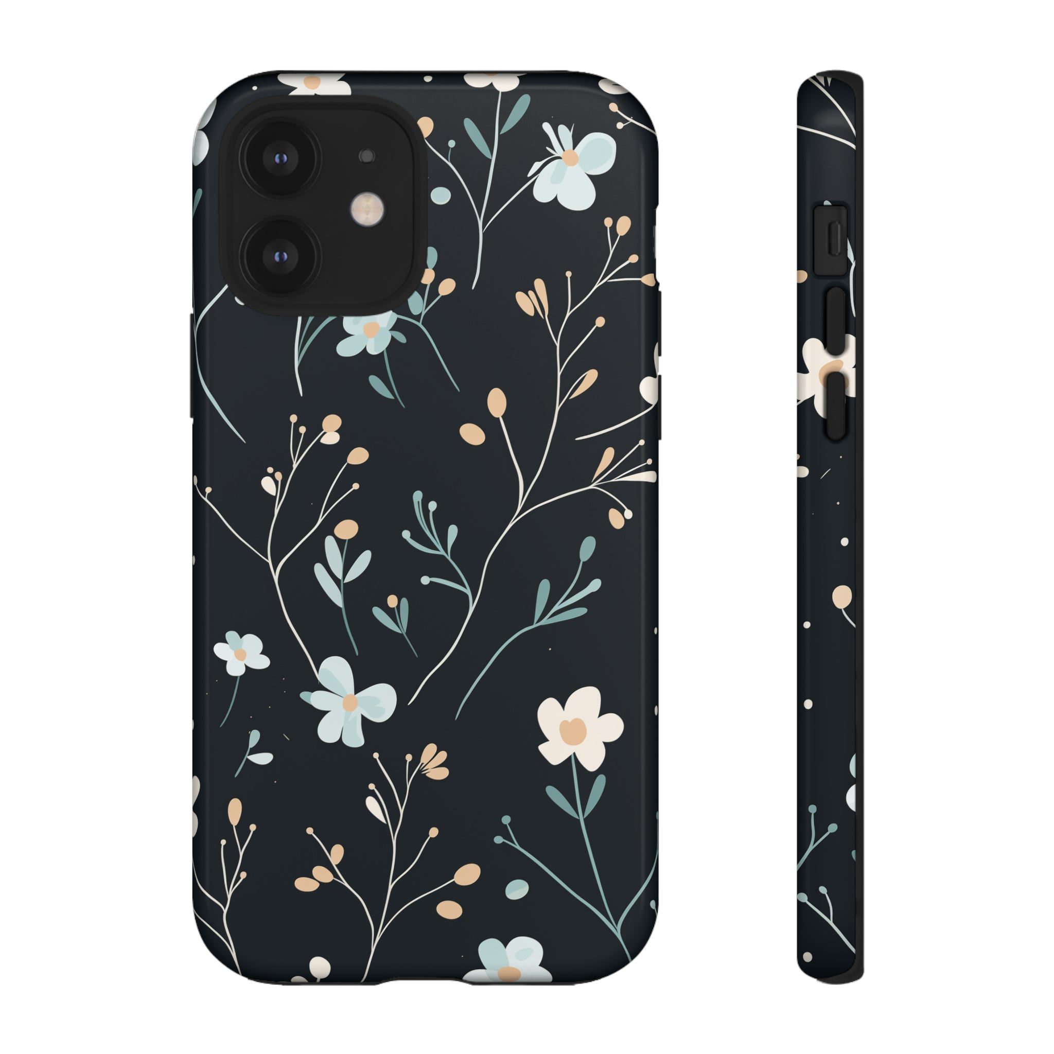 Baby Blue On Black - Flowers