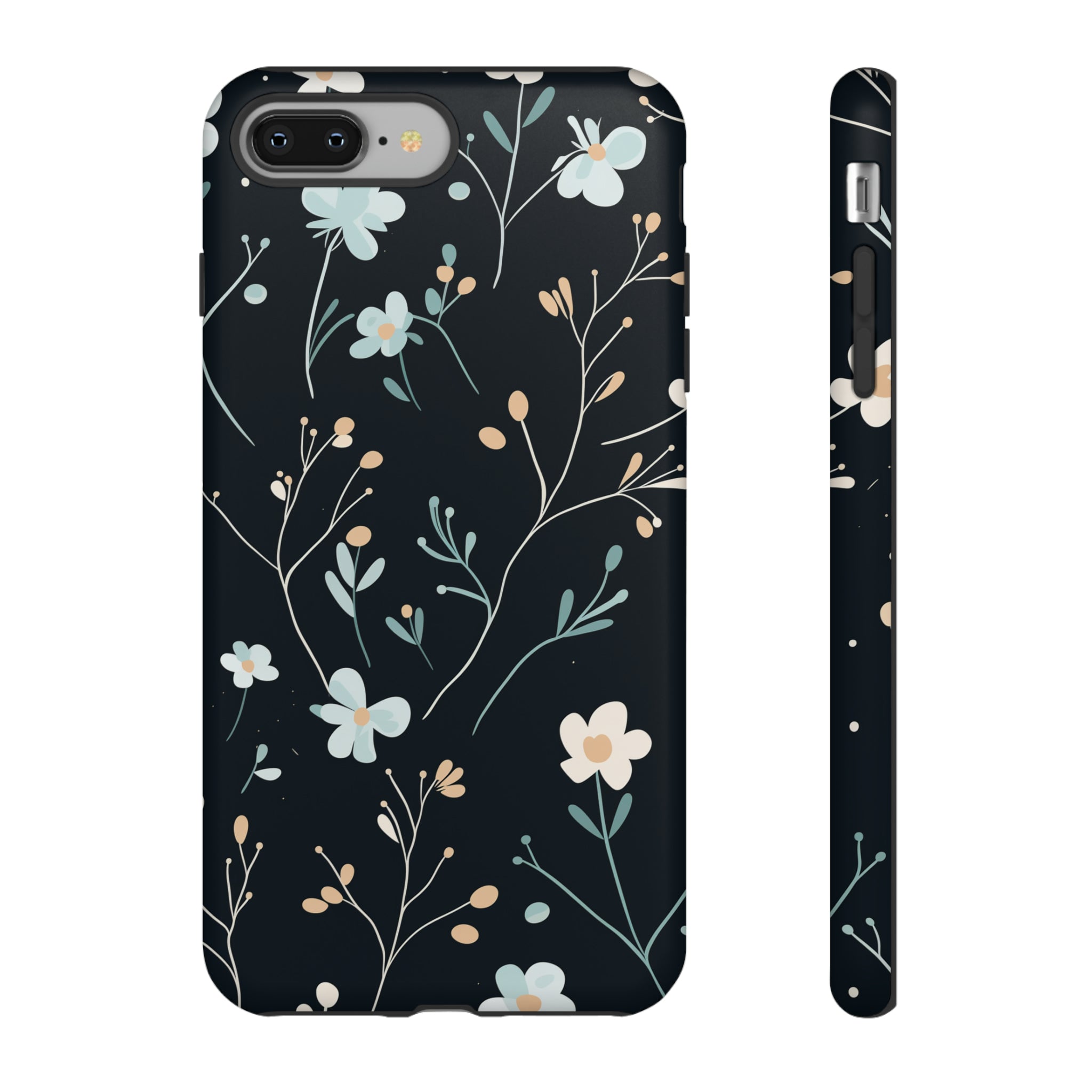 Baby Blue On Black - Flowers