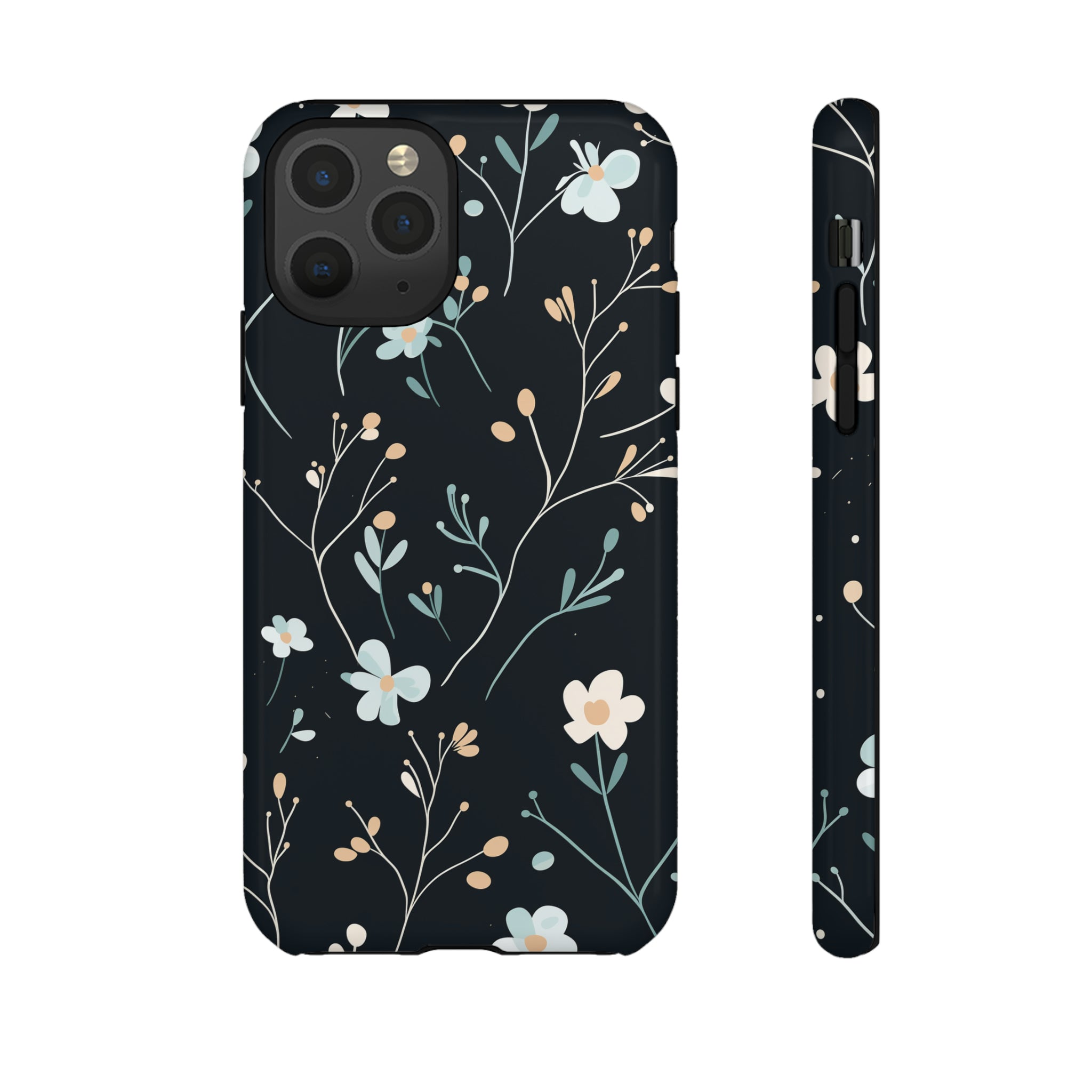 Baby Blue On Black - Flowers