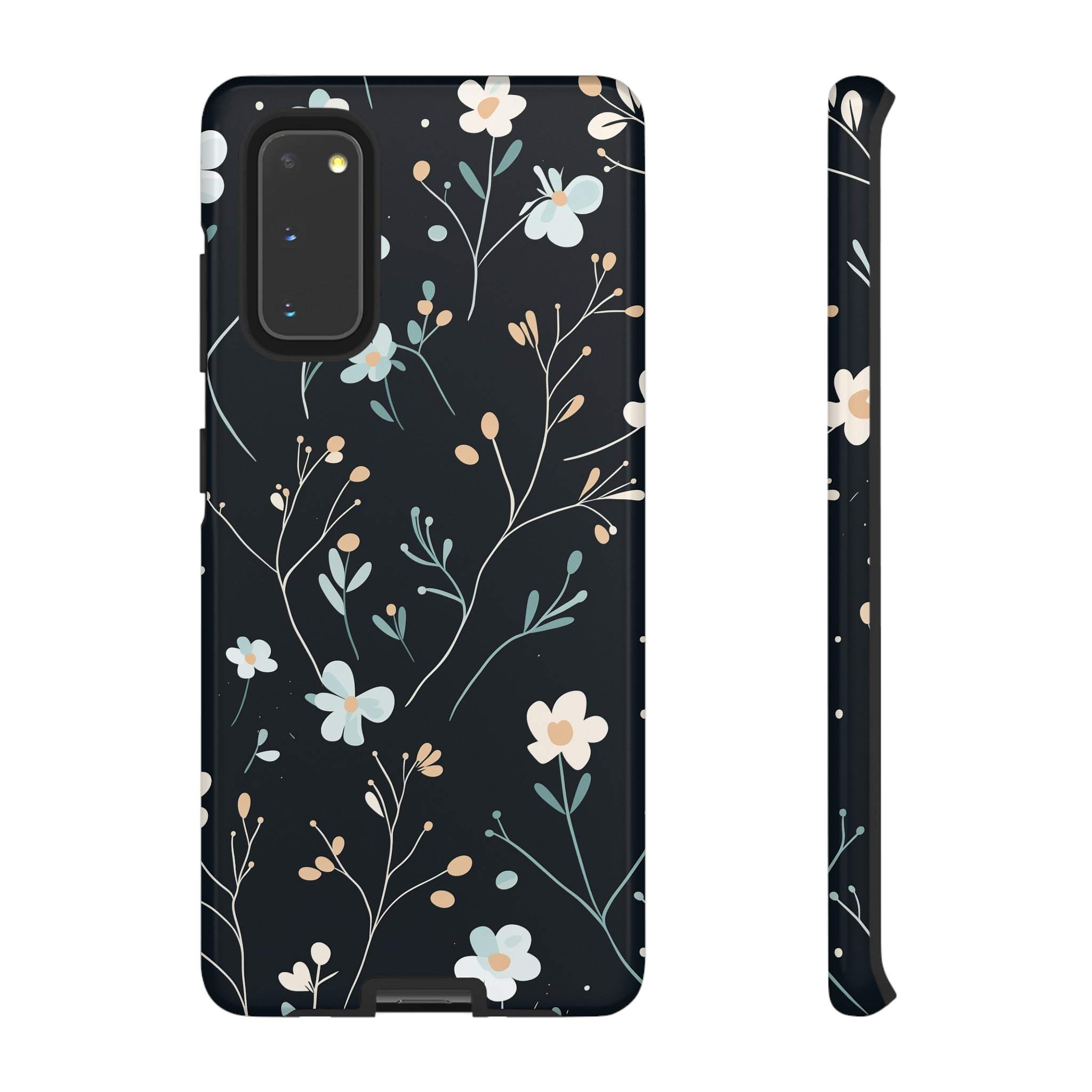 Baby Blue On Black - Flowers