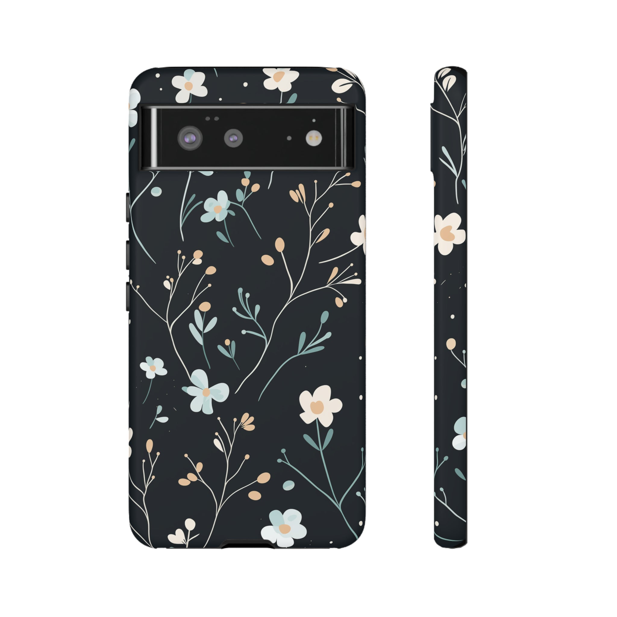 Baby Blue On Black - Flowers