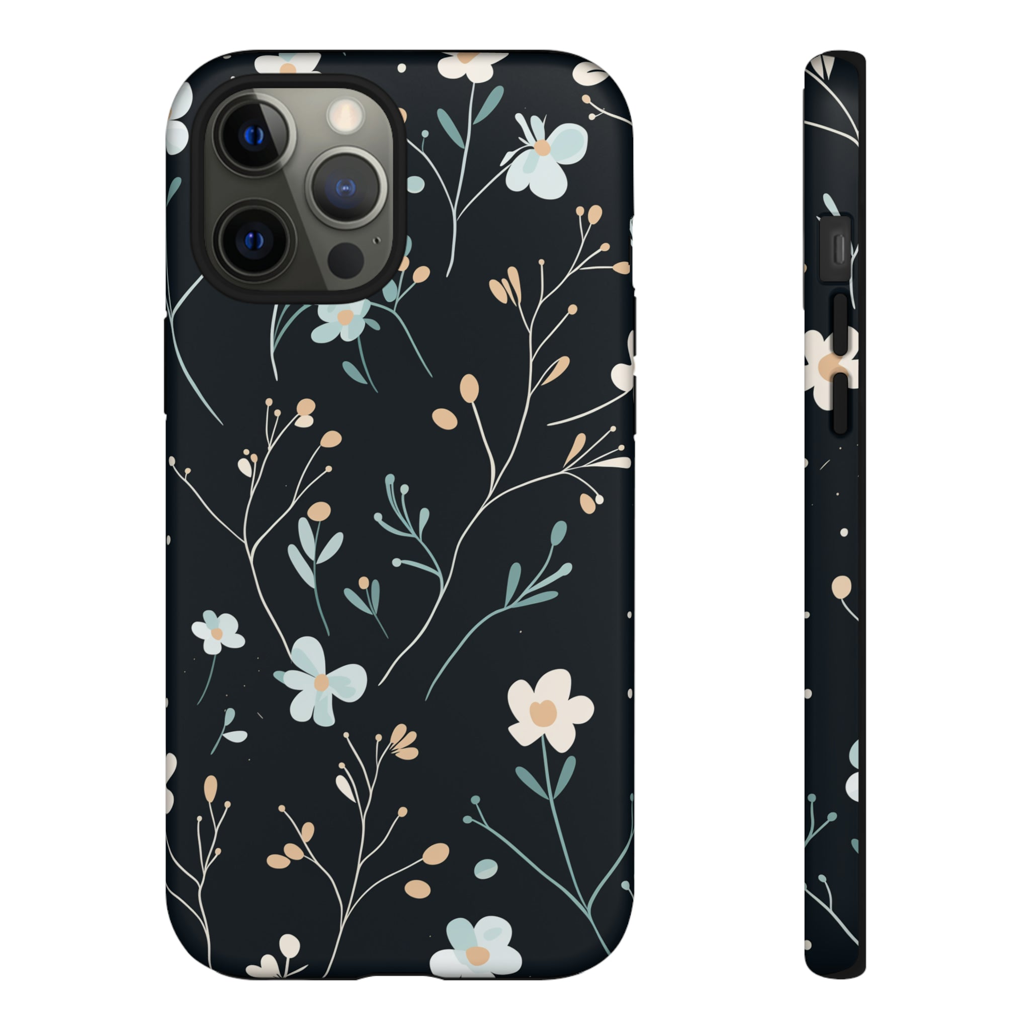 Baby Blue On Black - Flowers