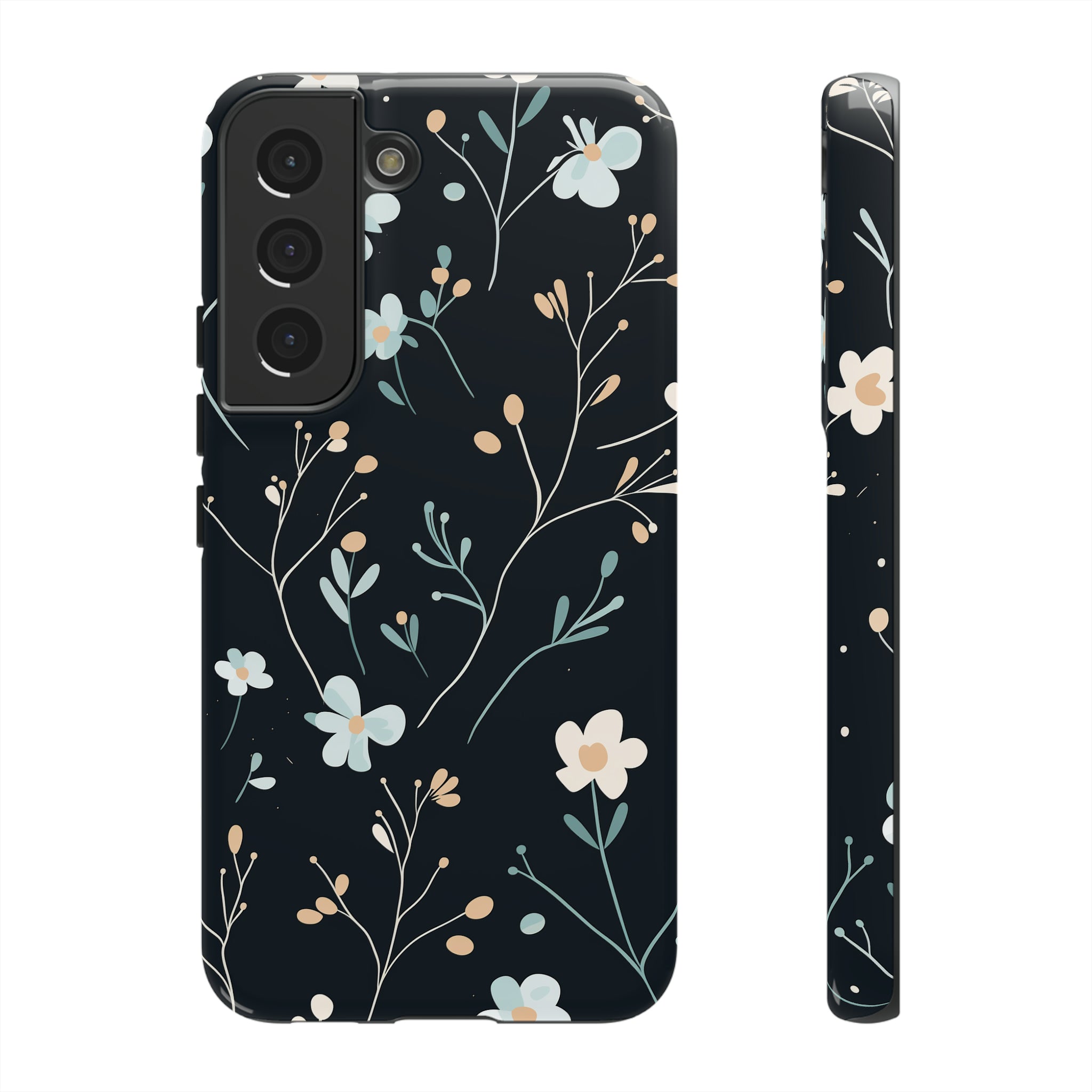 Baby Blue On Black - Flowers