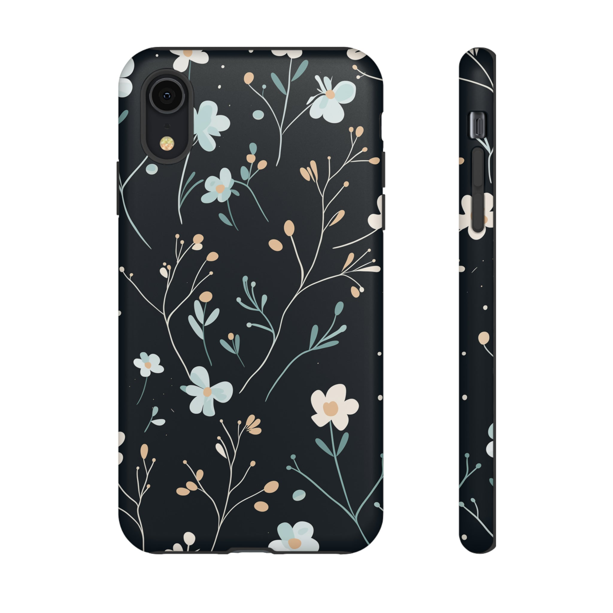 Baby Blue On Black - Flowers