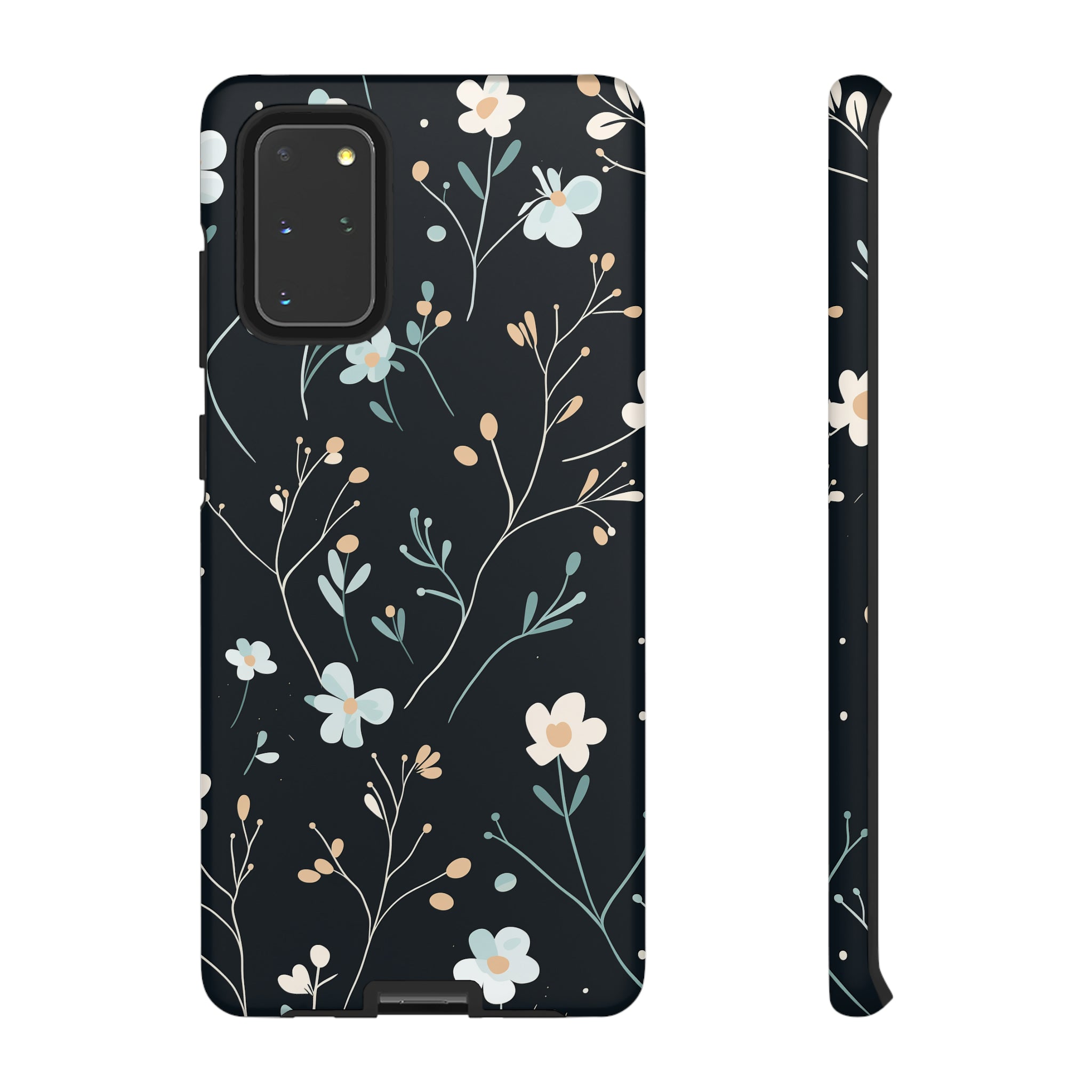 Baby Blue On Black - Flowers