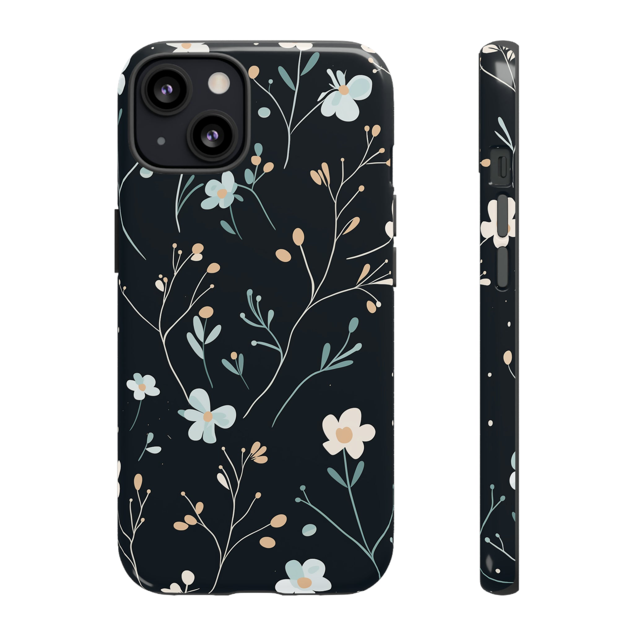 Baby Blue On Black - Flowers