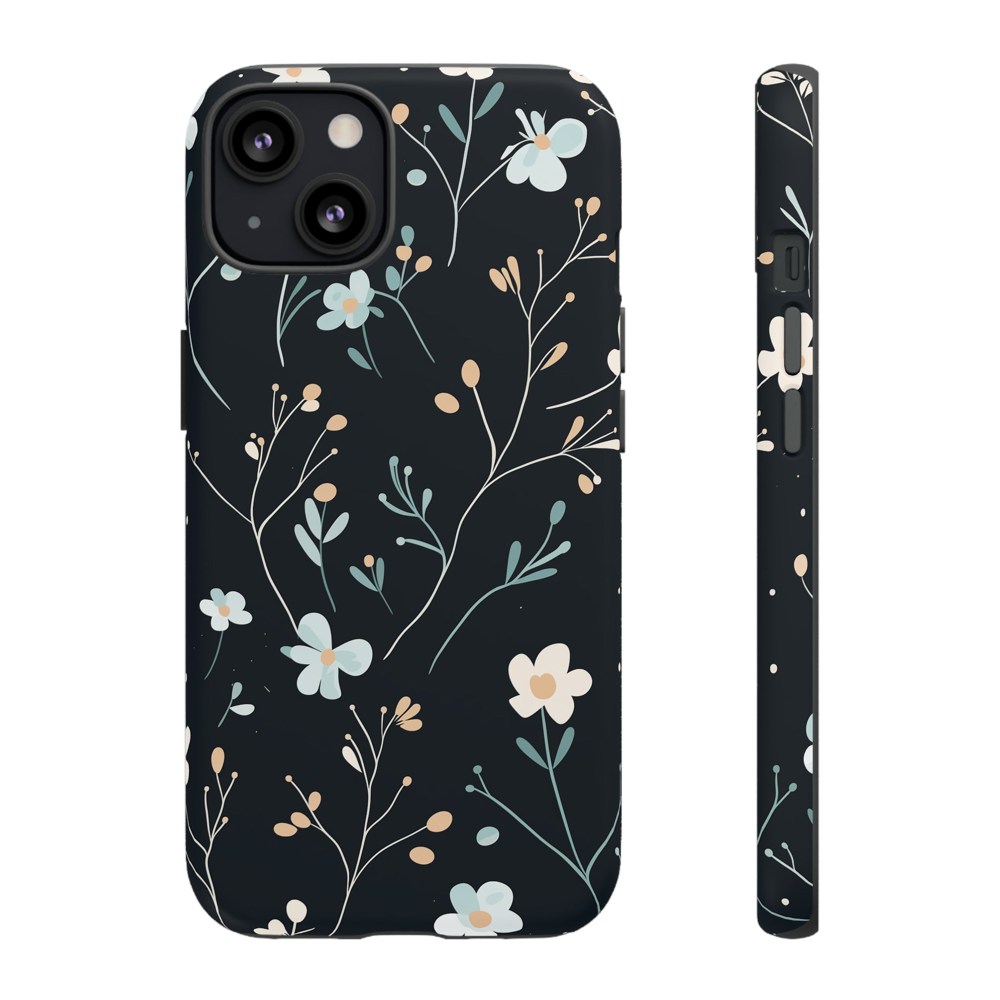 Baby Blue On Black - Flowers