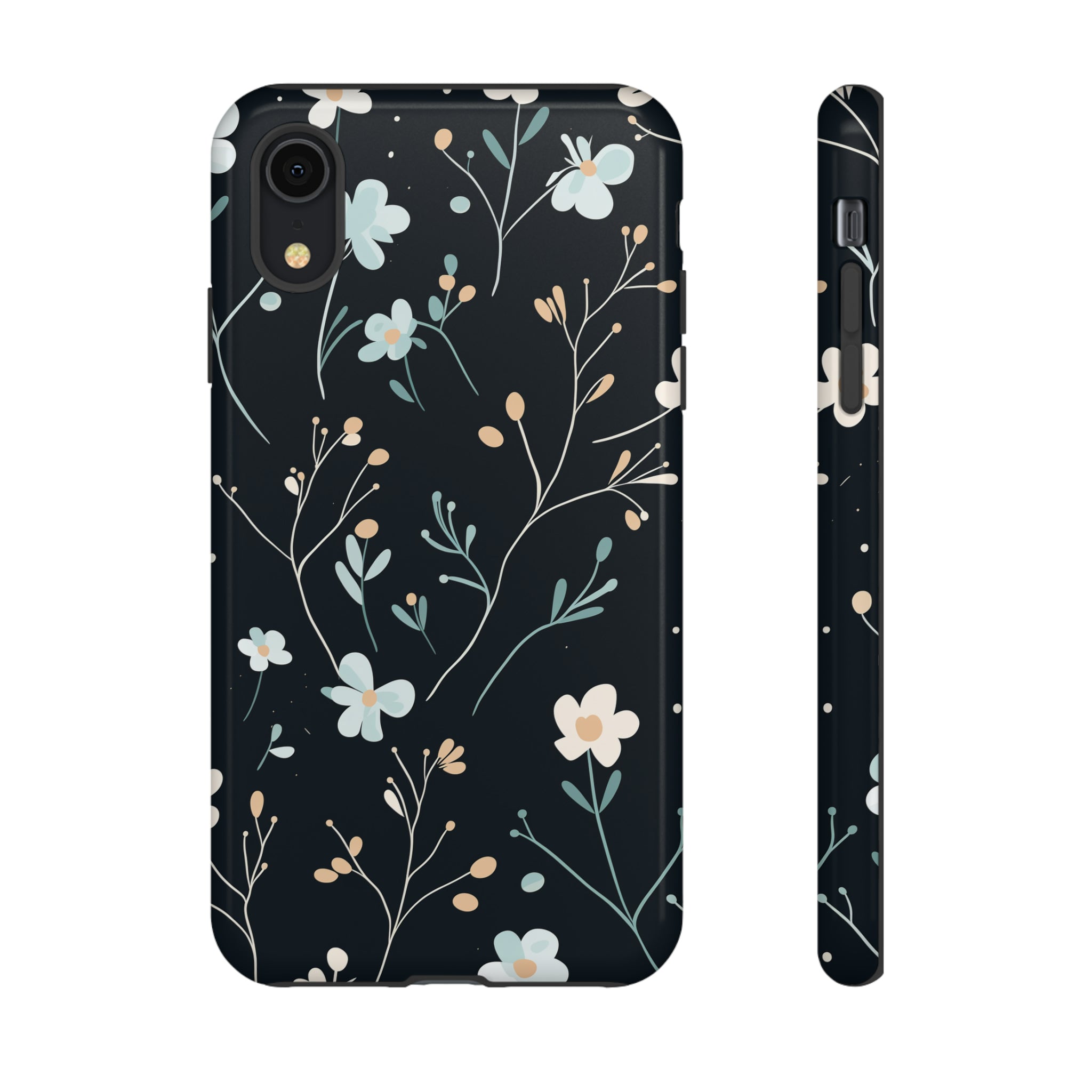 Baby Blue On Black - Flowers