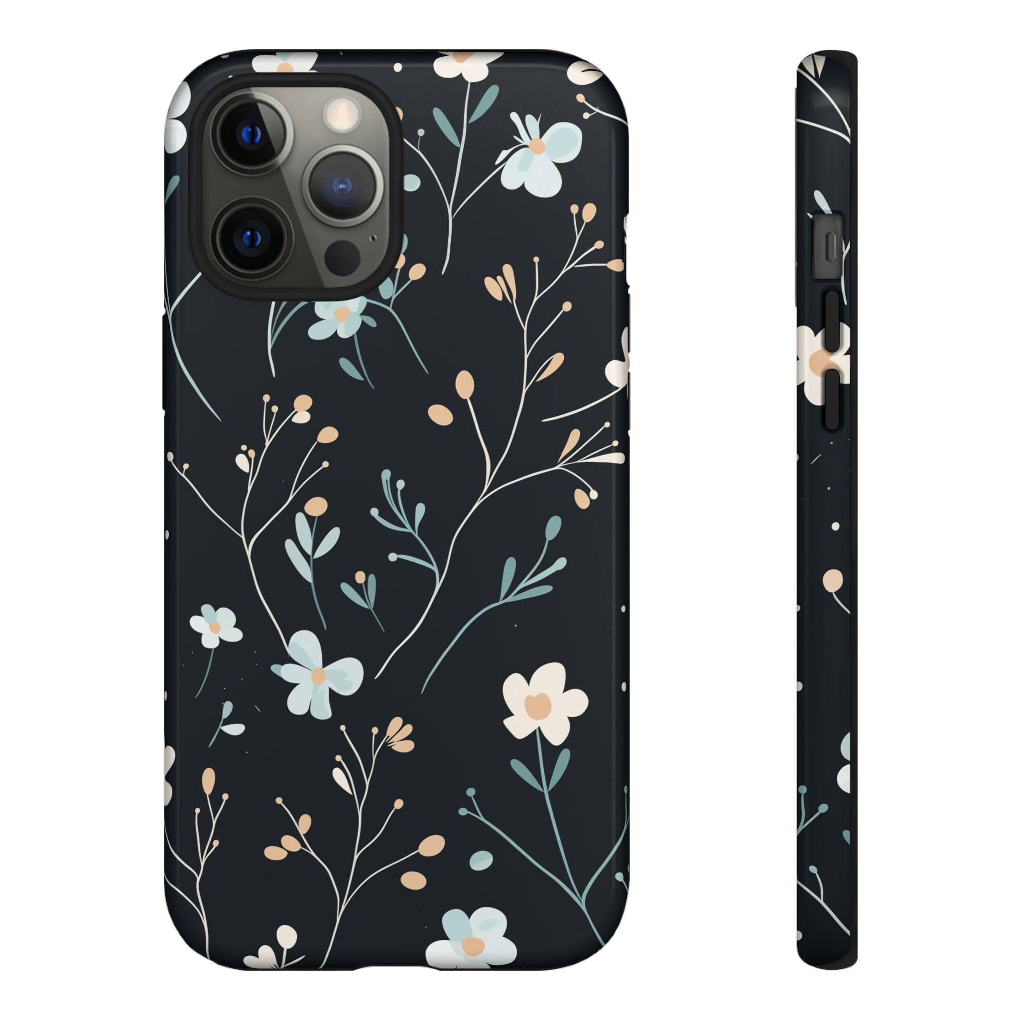 Baby Blue On Black - Flowers