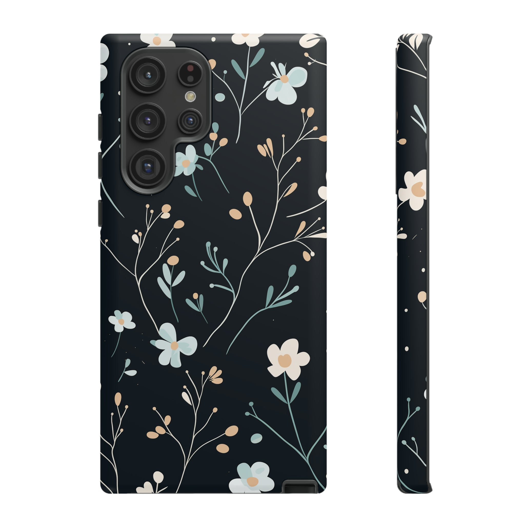 Baby Blue On Black - Flowers