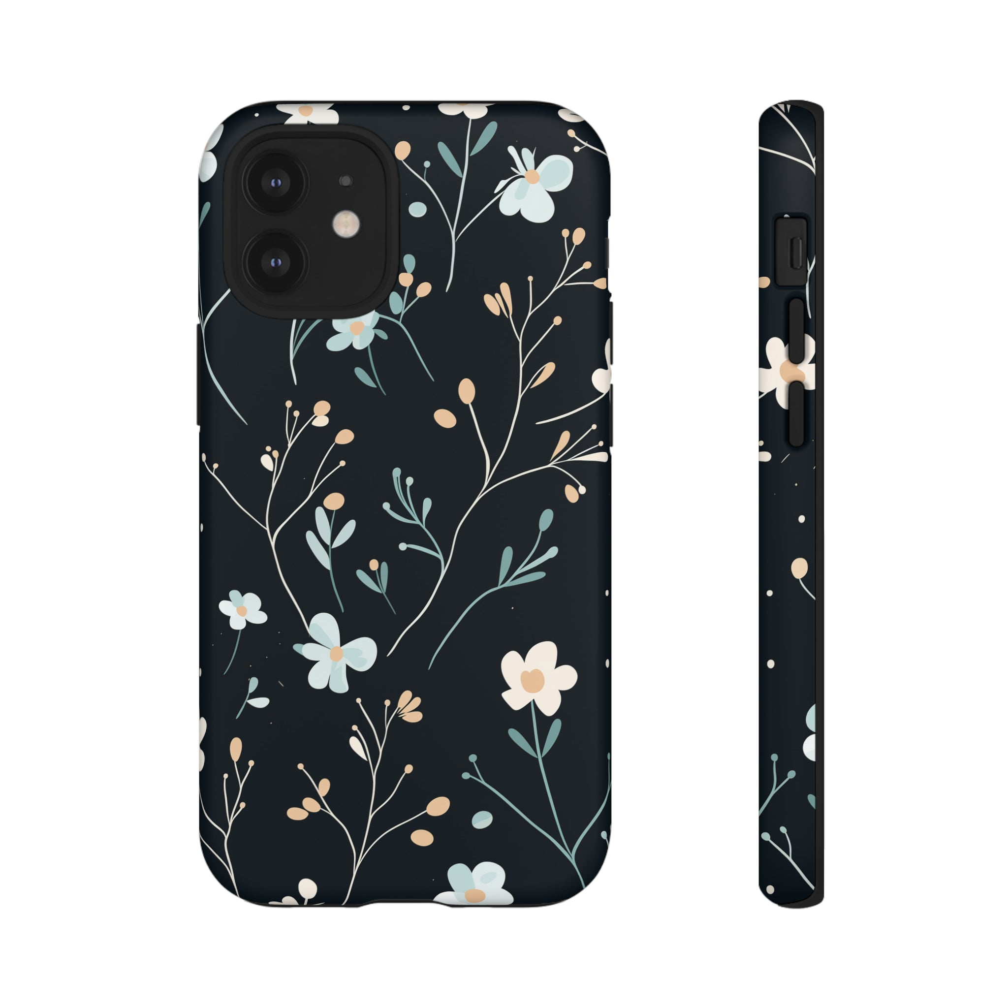 Baby Blue On Black - Flowers