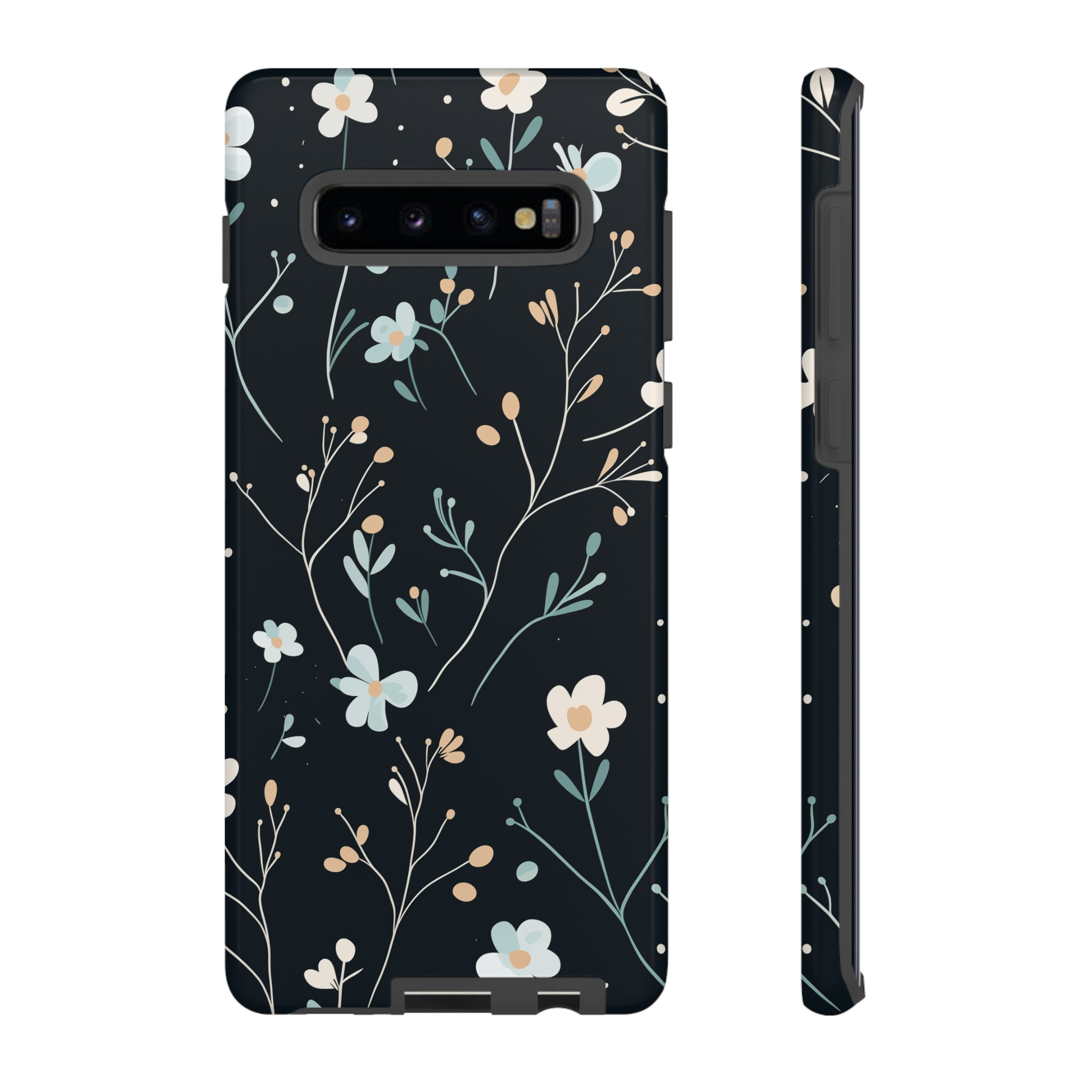 Baby Blue On Black - Flowers