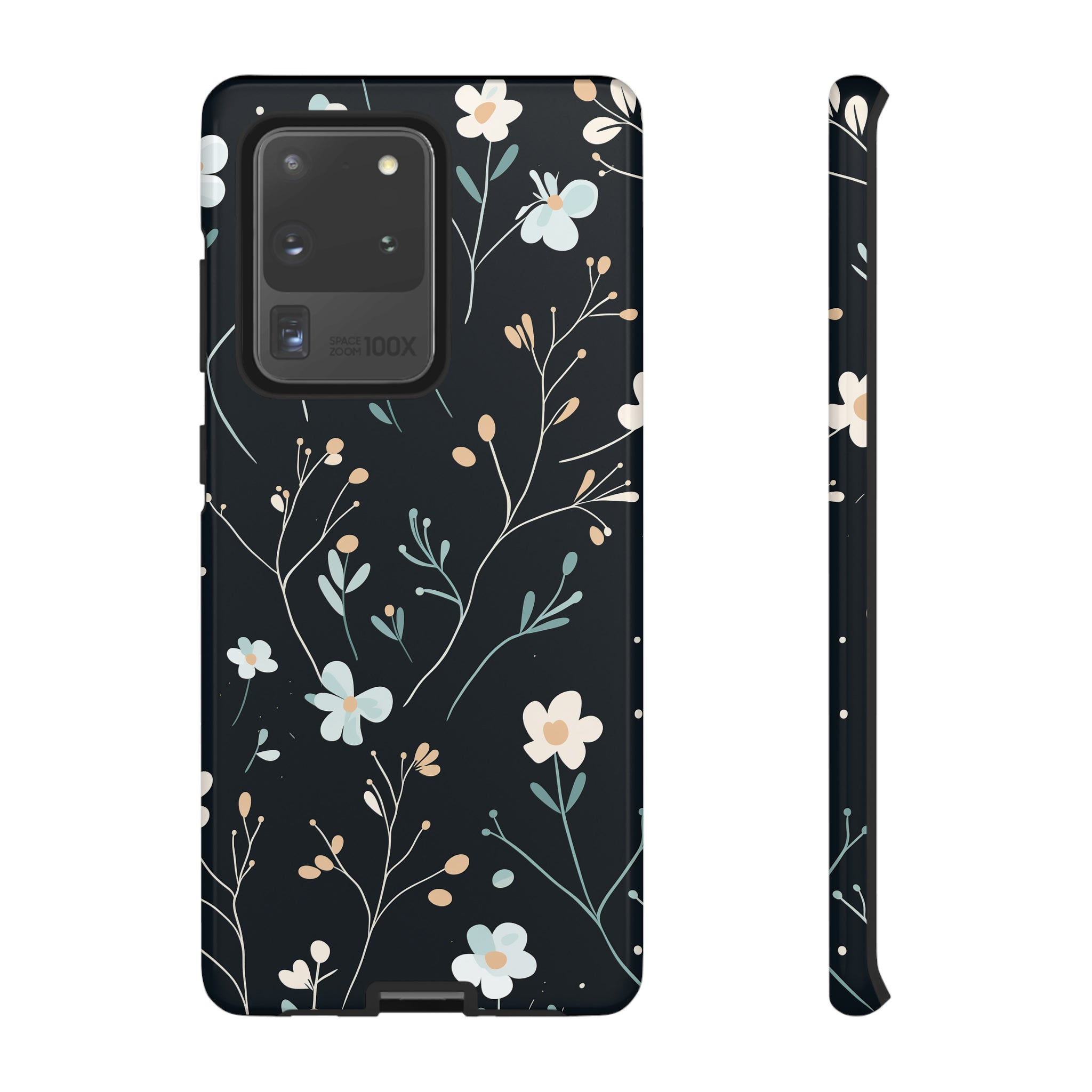 Baby Blue On Black - Flowers