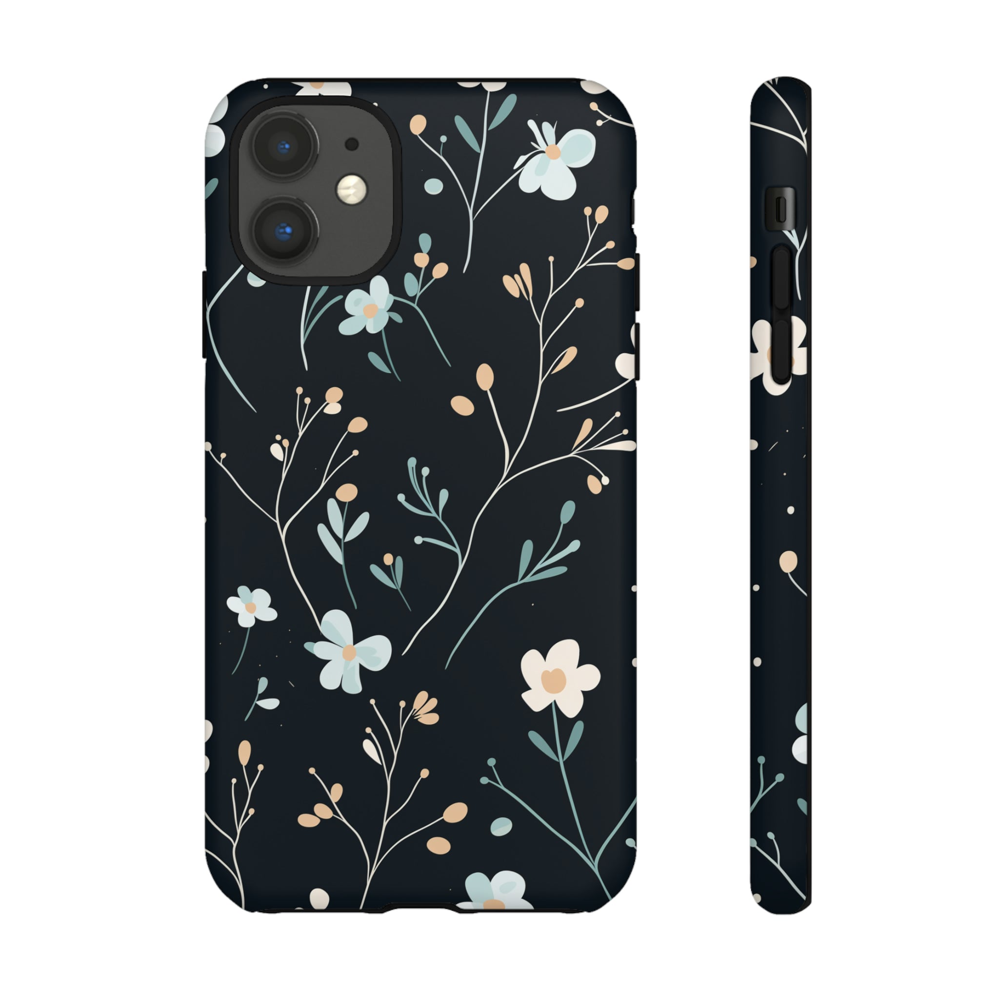 Baby Blue On Black - Flowers