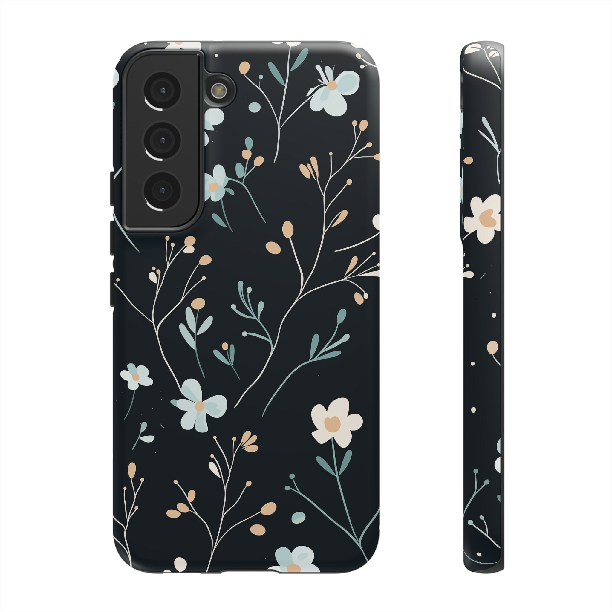 Baby Blue On Black - Flowers